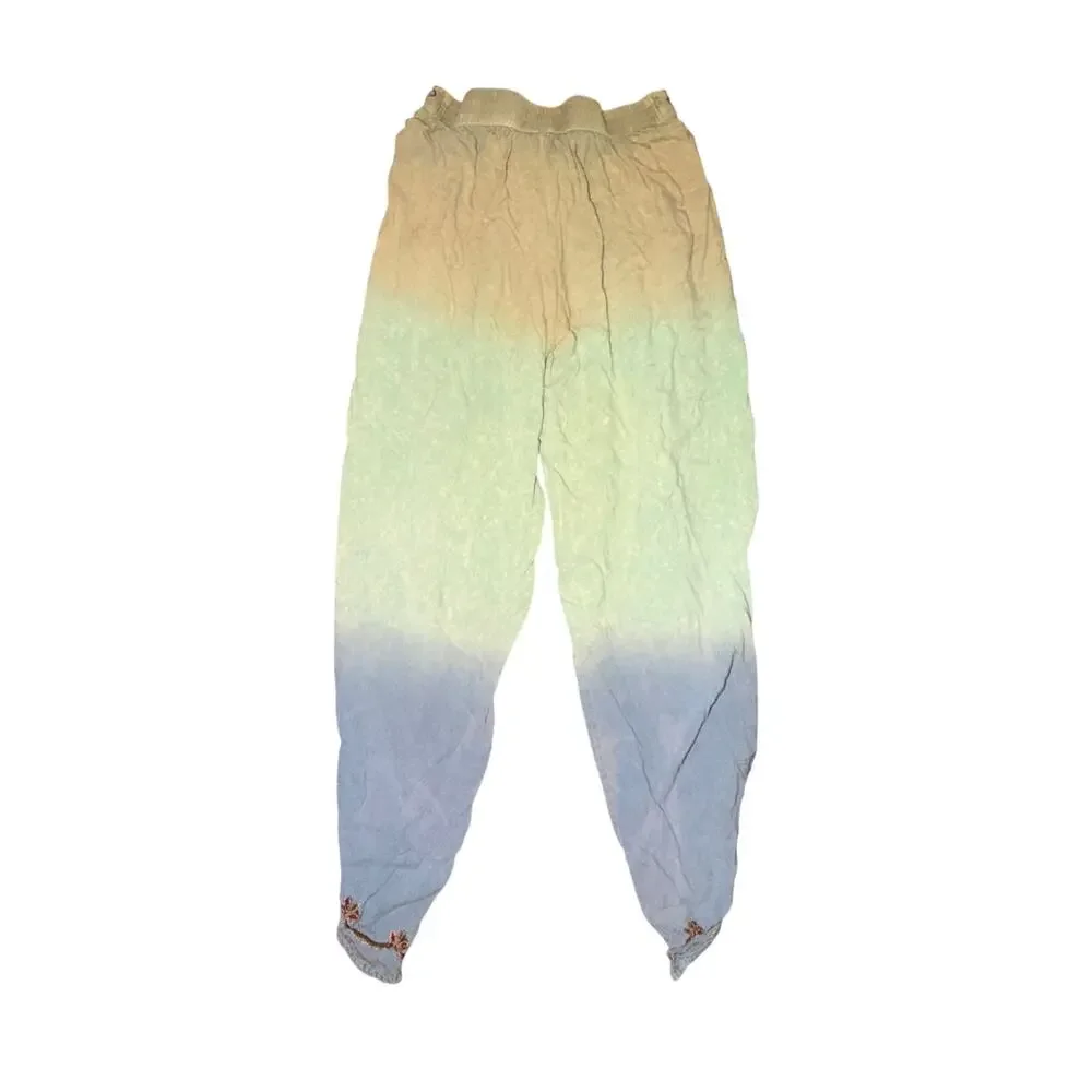 Earthbound Trading Company Pants Womens Sz S Ombre Dip Dye Wrap Legs Boho Hippie
